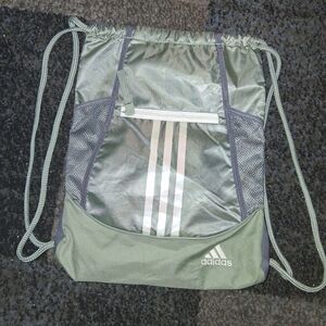 Adidas Sage Green Drawstring Backpack